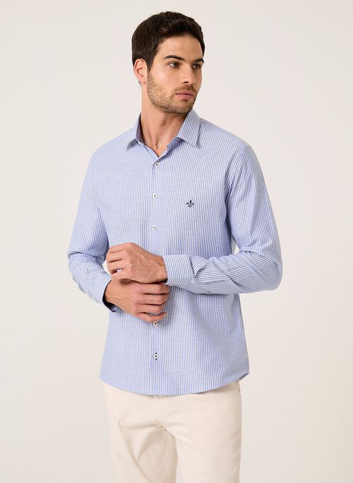 Camisa Slim Fio Tinto Listrada Dudalina Masculina