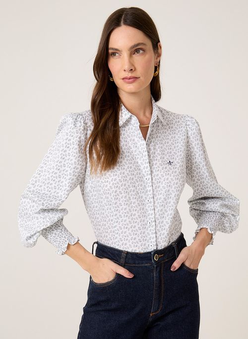 Camisa Slim Estampa Folhagem Dudalina Feminina