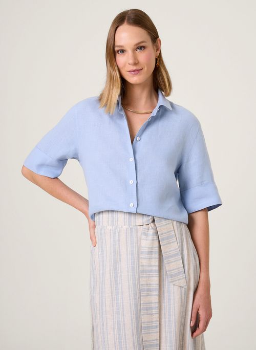 Camisa Cropped Linho Color Dudalina Feminina