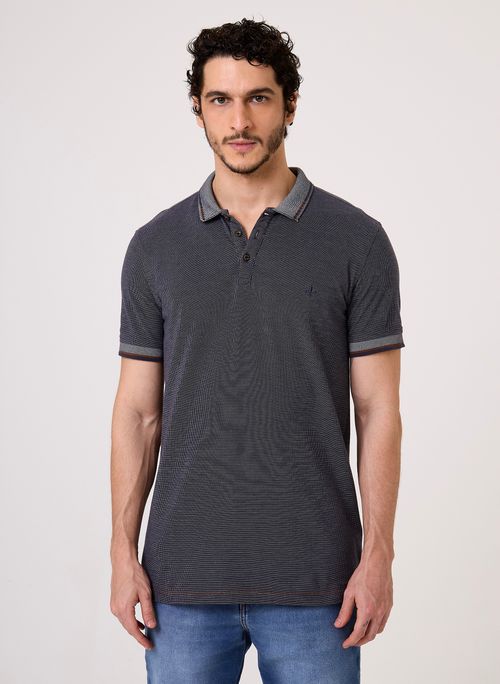 Polo Piquet Binado Jacquard Dudalina Masculina