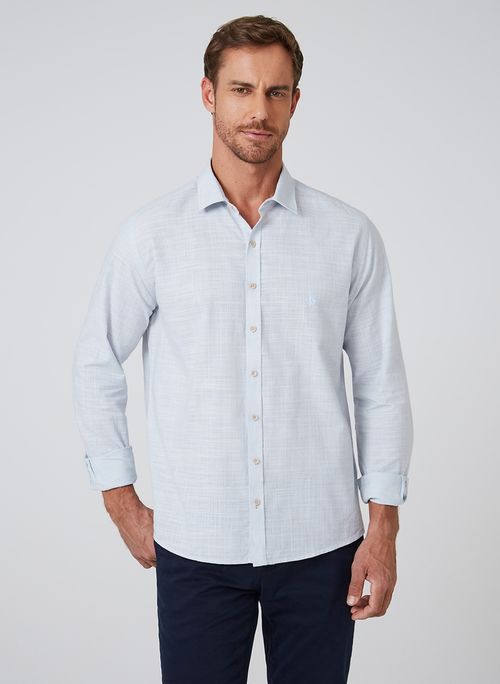 Camisa Slim Slub Listrada Dudalina Masculina