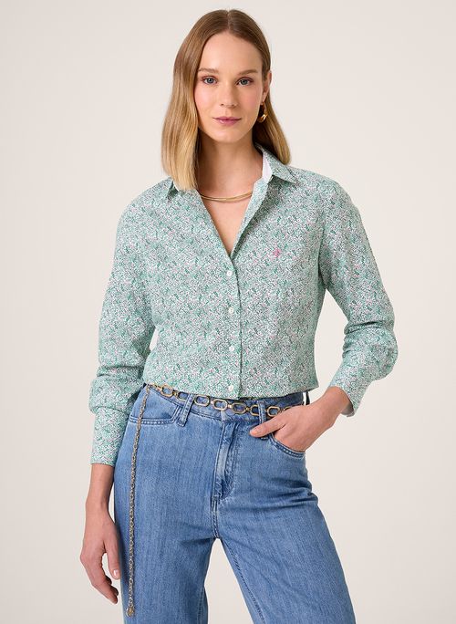 Camisa Slim Estampa Floral Dudalina Feminina