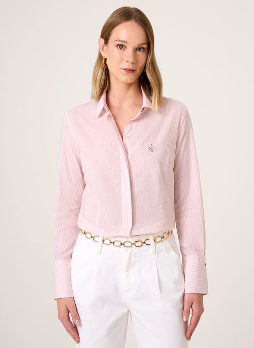 Camisa Slim Listrado Cristal Dudalina Feminina