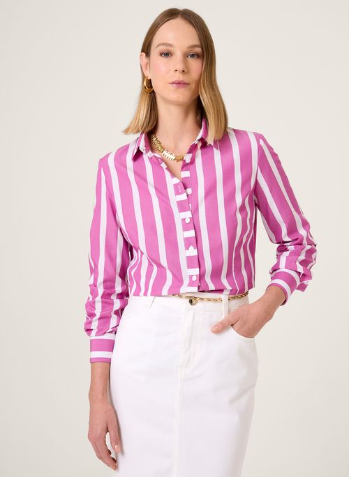 Camisa Slim Fio Tinto Listrada Dudalina Feminina