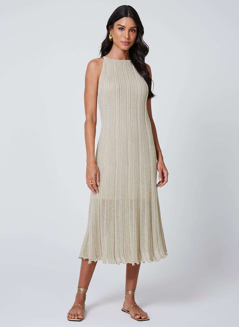 Vestido TR Halter Neck Lurex Dudalina Feminino - Dudalina Vestido TR Halter Neck Lurex Dudalina Feminino - Dudalina