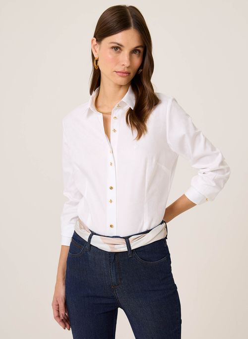 Camisa Slim Fit  Maquinetada Mix Botões Dudalina Feminina