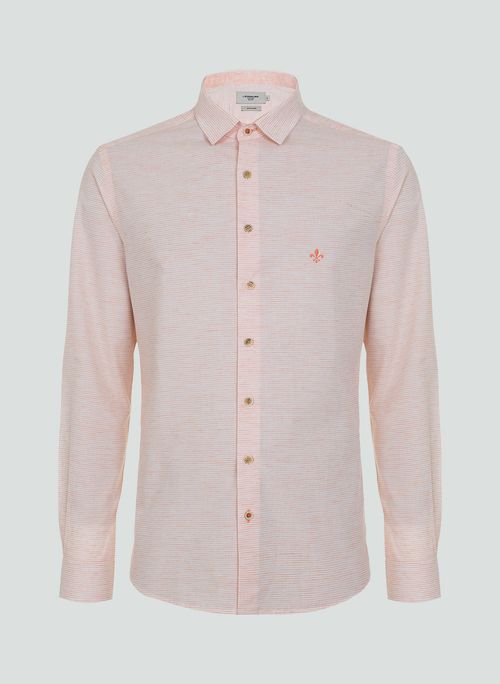 Camisa Slim Melange Listrada Dudalina Masculina