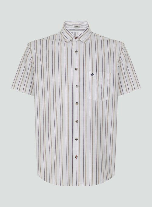 Camisa Comfort Slub Listrada Dudalina Masculina