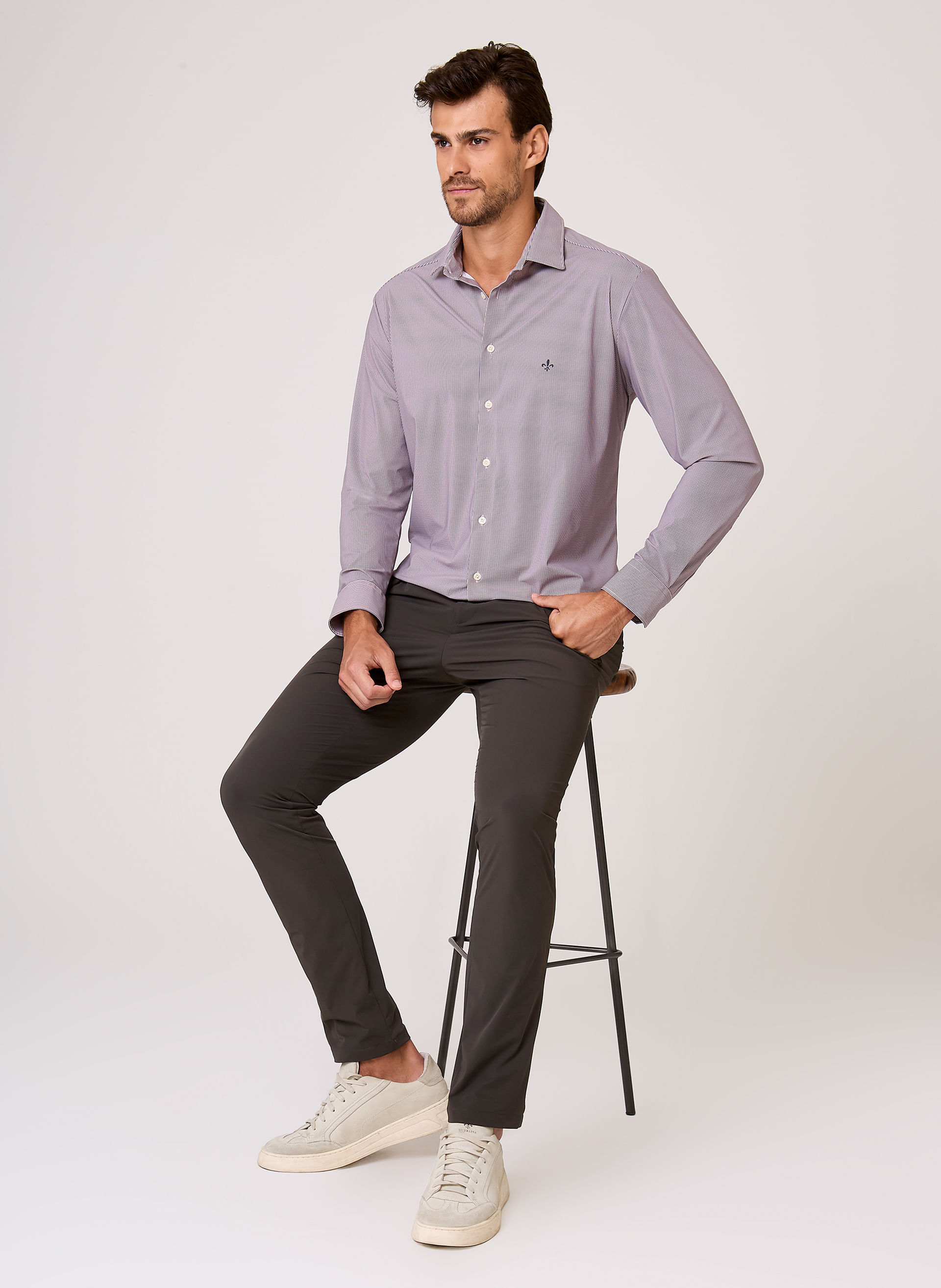 Camisa Comfort Fit Performance Micro Xadrez Dudalina Masculina